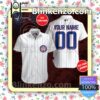 Personalized Chicago Cubs Pinstripe White Summer Hawaiian Shirt, Mens Shorts