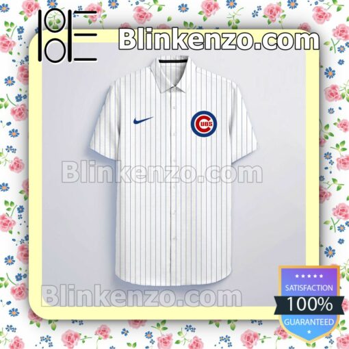 Personalized Chicago Cubs White Logo Branded Summer Hawaiian Shirt, Mens Shorts