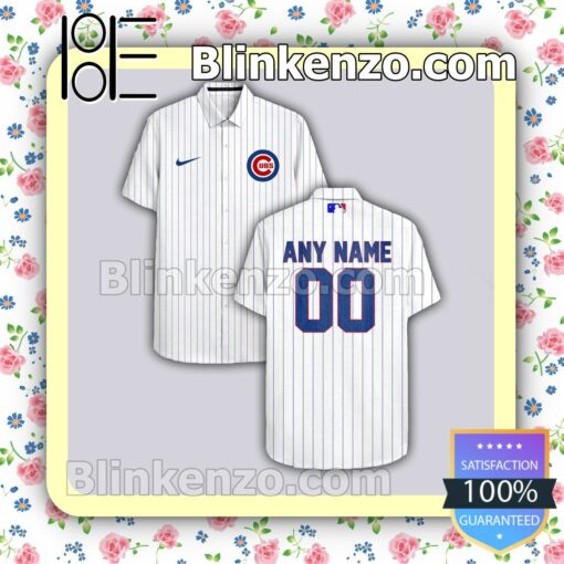 Personalized Chicago Cubs White Logo Branded Summer Hawaiian Shirt, Mens Shorts a