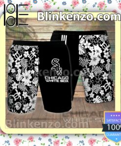 Personalized Chicago White Sox Flowery Black Summer Hawaiian Shirt, Mens Shorts a