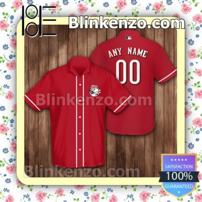 Personalized Cincinnati Reds Baseball Red Logo Branded Summer Hawaiian Shirt, Mens Shorts