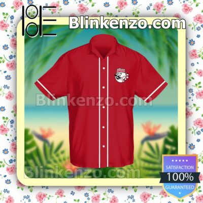Personalized Cincinnati Reds Baseball Red Logo Branded Summer Hawaiian Shirt, Mens Shorts a