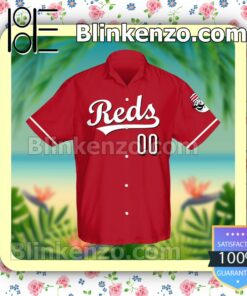 Personalized Cincinnati Reds Baseball Red Summer Hawaiian Shirt, Mens Shorts a