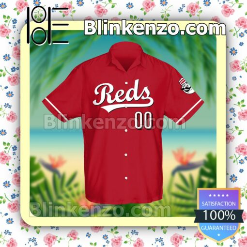 Personalized Cincinnati Reds Baseball Red Summer Hawaiian Shirt, Mens Shorts a