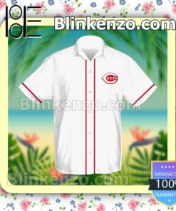 Personalized Cincinnati Reds Baseball White Summer Hawaiian Shirt, Mens Shorts a
