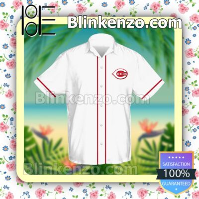 Personalized Cincinnati Reds Baseball White Summer Hawaiian Shirt, Mens Shorts a