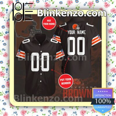 Personalized Cleveland Browns Black Summer Hawaiian Shirt, Mens Shorts