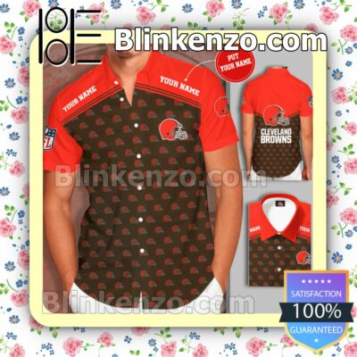 Personalized Cleveland Browns Team Brown Summer Hawaiian Shirt, Mens Shorts