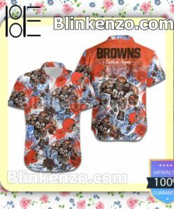 Personalized Cleveland Browns Tropical Floral America Flag Aloha Mens Shirt, Swim Trunk a