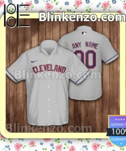 Personalized Cleveland Indians Baseball Grey Summer Hawaiian Shirt, Mens Shorts