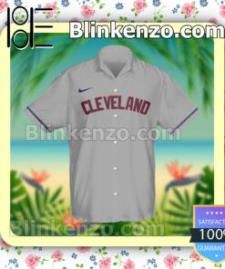 Personalized Cleveland Indians Baseball Grey Summer Hawaiian Shirt, Mens Shorts a