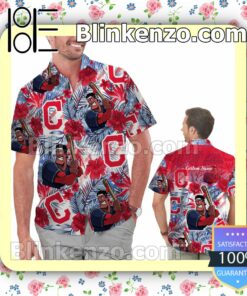 Personalized Cleveland Indians Tropical Floral America Flag For MLB Football Lovers Mens Shirt, Swim Trunk