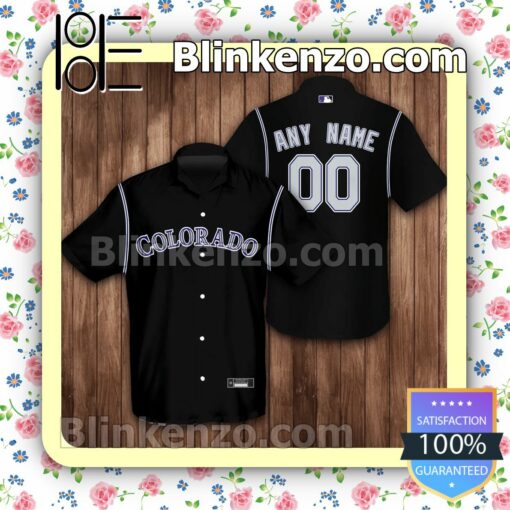 Personalized Colorado Rockies Baseball Black Summer Hawaiian Shirt, Mens Shorts