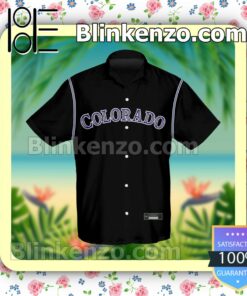 Personalized Colorado Rockies Baseball Black Summer Hawaiian Shirt, Mens Shorts a