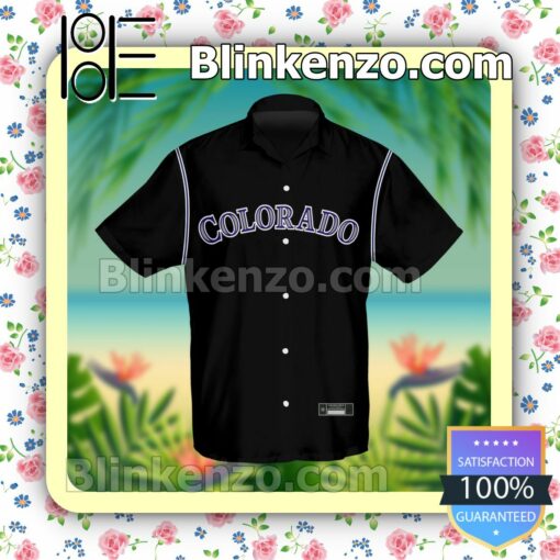 Personalized Colorado Rockies Baseball Black Summer Hawaiian Shirt, Mens Shorts a