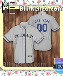 Personalized Colorado Rockies Baseball Grey Summer Hawaiian Shirt, Mens Shorts
