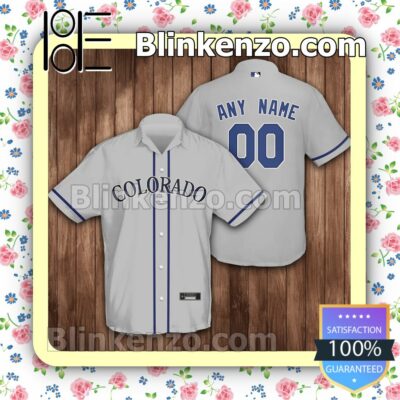 Personalized Colorado Rockies Baseball Grey Summer Hawaiian Shirt, Mens Shorts