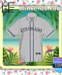 Personalized Colorado Rockies Baseball Grey Summer Hawaiian Shirt, Mens Shorts a