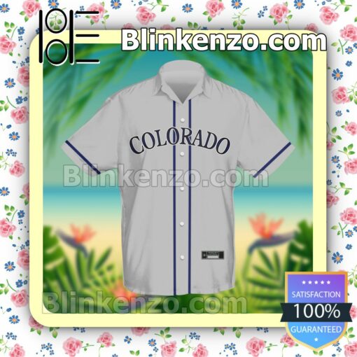Personalized Colorado Rockies Baseball Grey Summer Hawaiian Shirt, Mens Shorts a