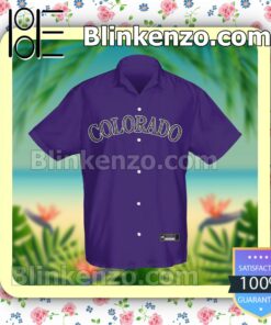 Personalized Colorado Rockies Baseball Purple Logo Branded Summer Hawaiian Shirt, Mens Shorts a