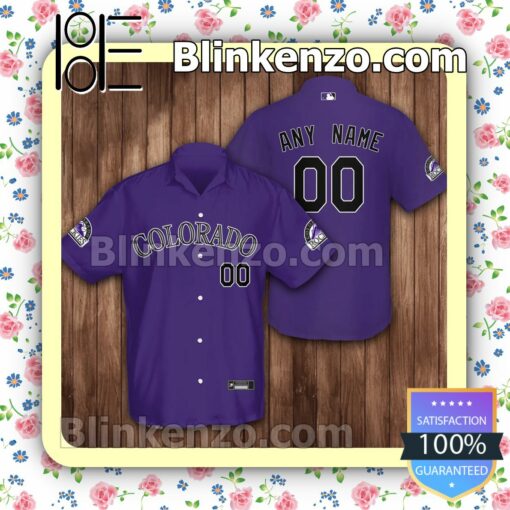 Personalized Colorado Rockies Baseball Purple Summer Hawaiian Shirt, Mens Shorts