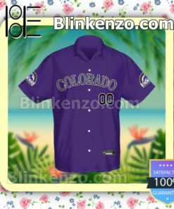 Personalized Colorado Rockies Baseball Purple Summer Hawaiian Shirt, Mens Shorts a