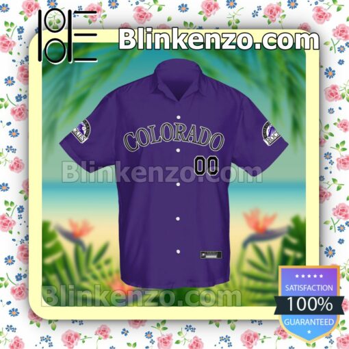 Personalized Colorado Rockies Baseball Purple Summer Hawaiian Shirt, Mens Shorts a