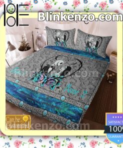 Personalized Couple Romantic Love Jack And Sally Queen King Quilt Blanket Set c