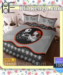 Personalized Couple Romantic Love Nightmare Jack And Sally Queen King Quilt Blanket Set c