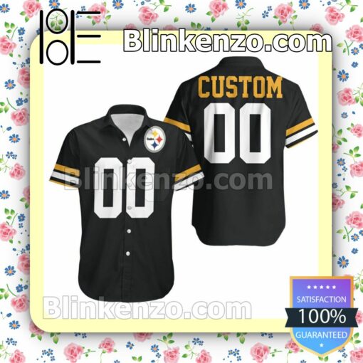 Personalized Custom Pittsburgh Steelers Black Jersey Inspired Style Summer Shirt