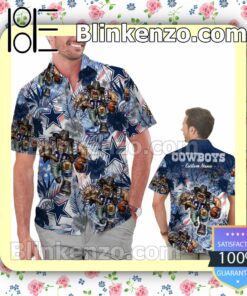 Personalized Dallas Cowboys Tropical Floral America Flag Aloha Mens Shirt, Swim Trunk