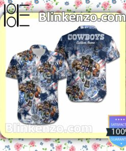 Personalized Dallas Cowboys Tropical Floral America Flag Aloha Mens Shirt, Swim Trunk a