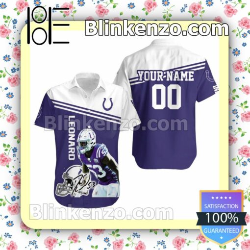 Personalized Darius Leonard 53 Colts Purple And White Summer Shirt