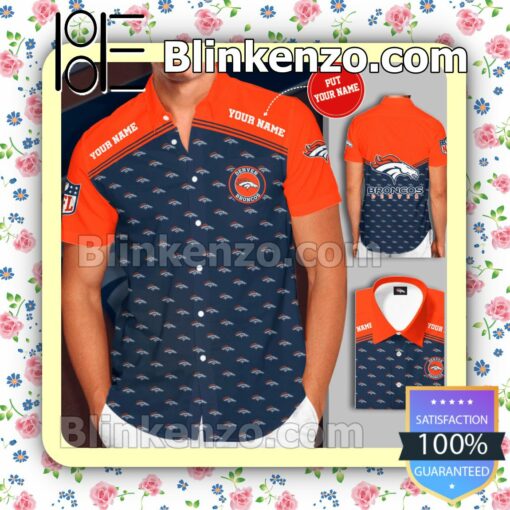 Personalized Denver Broncos Football Team Blue Summer Hawaiian Shirt, Mens Shorts