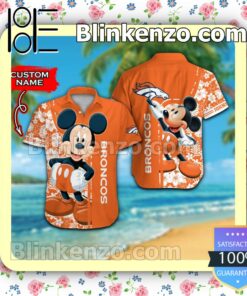 Personalized Denver Broncos & Mickey Mouse Mens Shirt, Swim Trunk