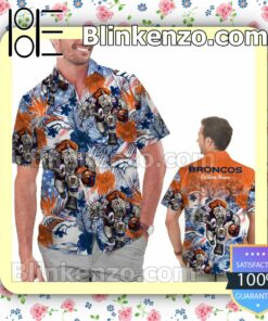 Personalized Denver Broncos Tropical Floral America Flag Aloha Mens Shirt, Swim Trunk