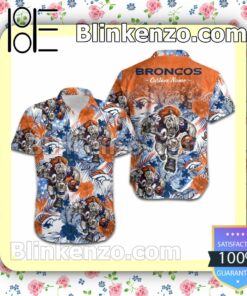 Personalized Denver Broncos Tropical Floral America Flag Aloha Mens Shirt, Swim Trunk a