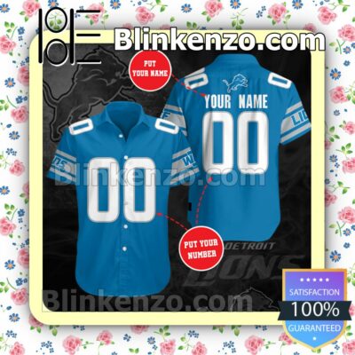 Personalized Detroit Lions Blue Summer Hawaiian Shirt, Mens Shorts