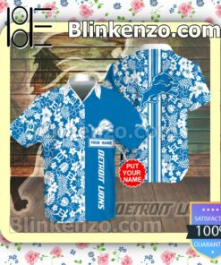 Personalized Detroit Lions Flowery Blue Summer Hawaiian Shirt, Mens Shorts