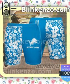 Personalized Detroit Lions Flowery Blue Summer Hawaiian Shirt, Mens Shorts a