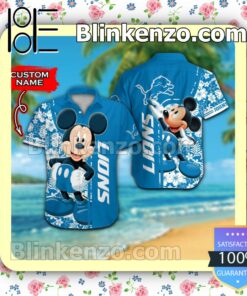Personalized Detroit Lions & Mickey Mouse Mens Shirt, Swim Trunk