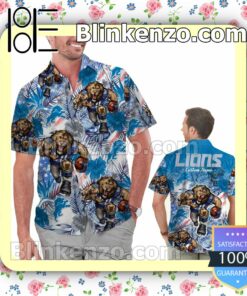 Personalized Detroit Lions Tropical Floral America Flag Aloha Mens Shirt, Swim Trunk