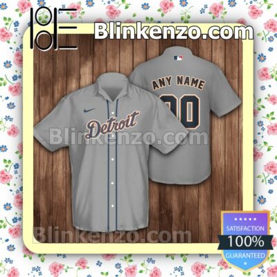 Personalized Detroit Tigers Baseball Gray Summer Hawaiian Shirt, Mens Shorts