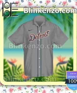 Personalized Detroit Tigers Baseball Gray Summer Hawaiian Shirt, Mens Shorts a