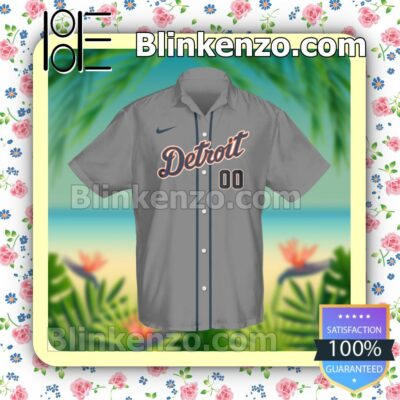 Personalized Detroit Tigers Baseball Grey Summer Hawaiian Shirt, Mens Shorts a