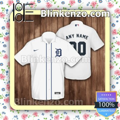 Personalized Detroit Tigers Baseball White Summer Hawaiian Shirt, Mens Shorts