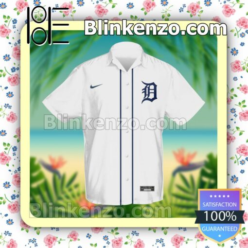 Personalized Detroit Tigers Baseball White Summer Hawaiian Shirt, Mens Shorts a