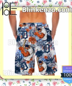 Personalized Detroit Tigers Tropical Floral America Flag For MLB Football Lovers Mens Shirt, Swim Trunk a