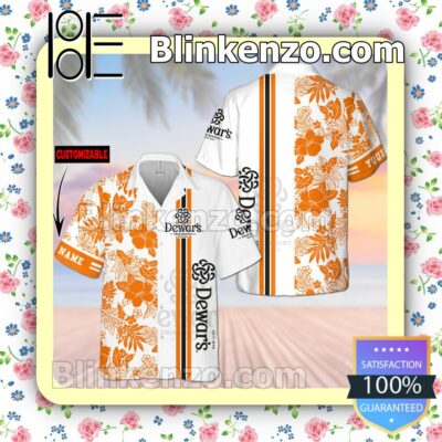 Personalized Dewar's Flower White Orange Summer Hawaiian Shirt, Mens Shorts