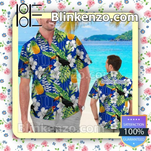 Personalized Duke Blue Devils Parrot Floral Tropical Mens Shirt, Swim Trunk